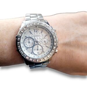 Guess Swarovski Crystal Chronograph Watch | Stainless Steel | New Battery